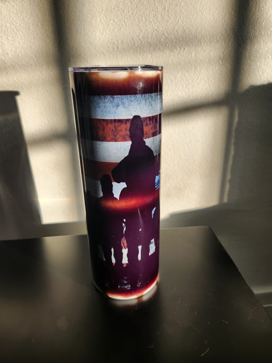 American flag with soldiers Tumbler