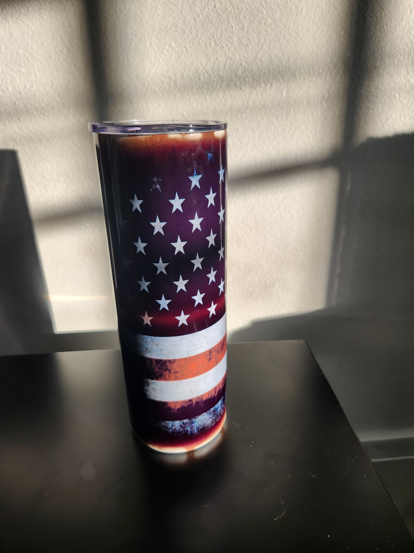 American flag with soldiers Tumbler